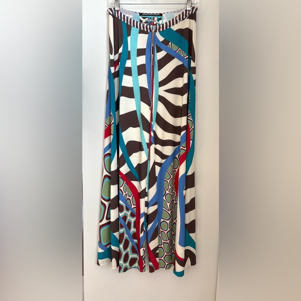 Miranda Konstantinidou Designer Savannah Lush Colorful Wide Leg Pants Front zip